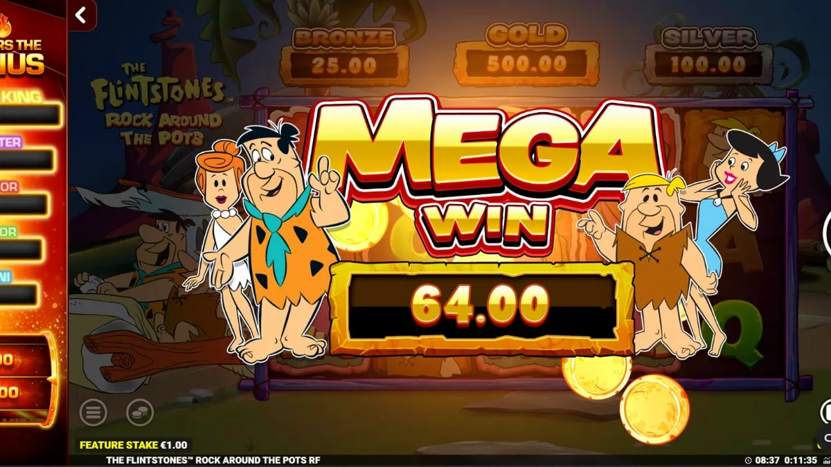 Tampilan visual slot The Flintstones: Rock Around The Pots dengan karakter ikonik
